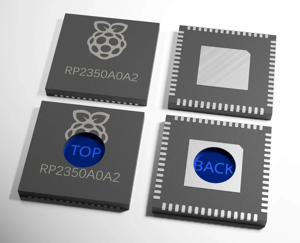 Simplified Top and Bottom Sides Render of a Packaged Integrated Circuit