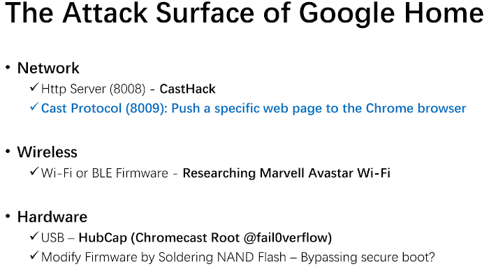 The Google Home Mini attack surface